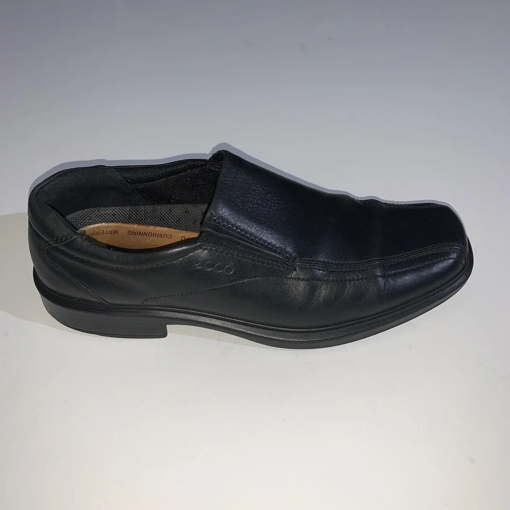 ECCO Shoes Mens Size 9.5 Black Leather Slip On Loafers Square Toe Dress EU 43